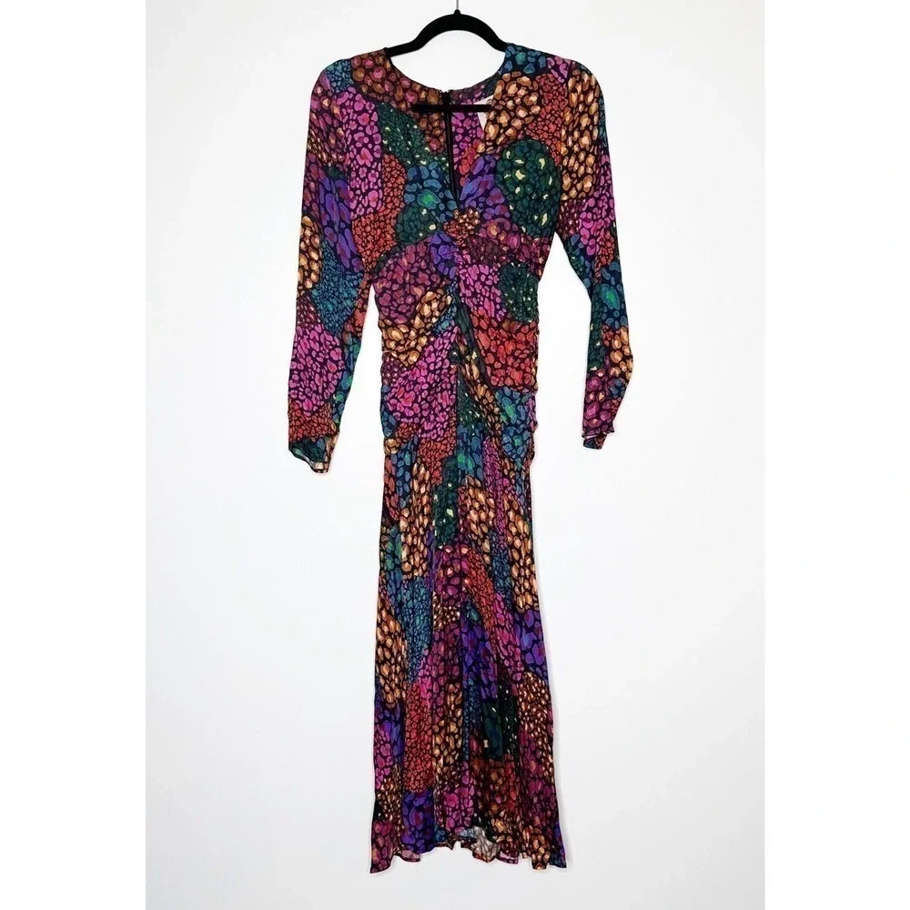 NWT Farm Rio Rainbow Hearts Midi Dress Long Sleeve Women's Multicolor Size XS - Picture 3 of 8